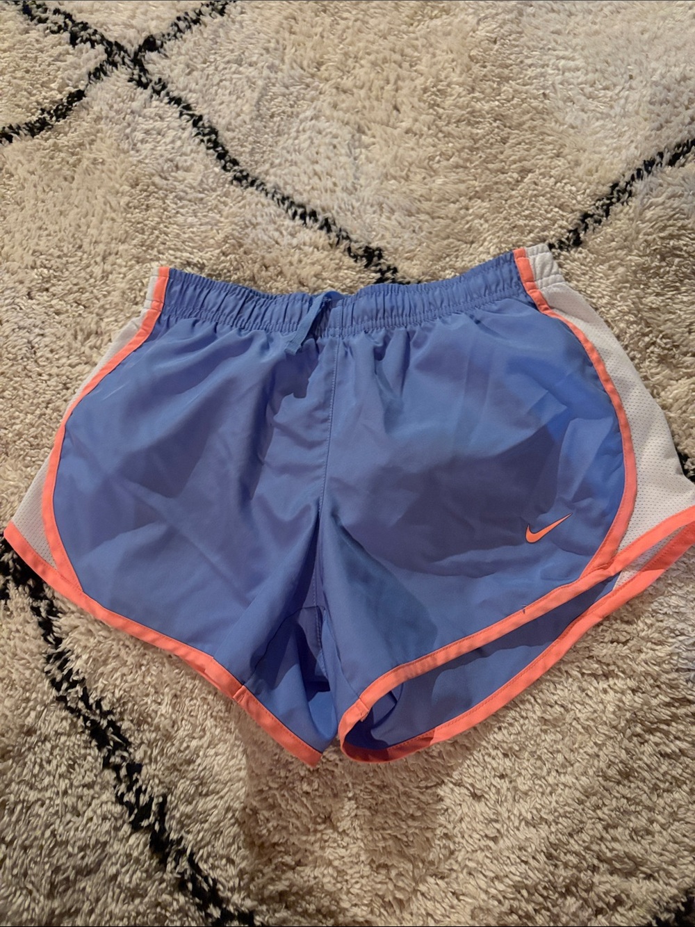 Nike Light Blue Girls' Athletic Shorts with Coral Trim